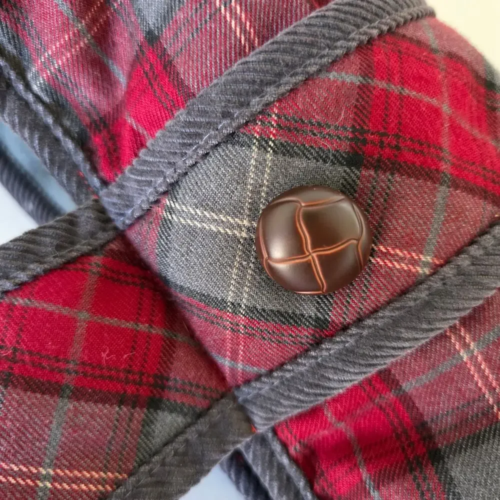 WAG n WOOF Red Gray Plaid Dog Coat Jacket with Fleece Lining Size Small